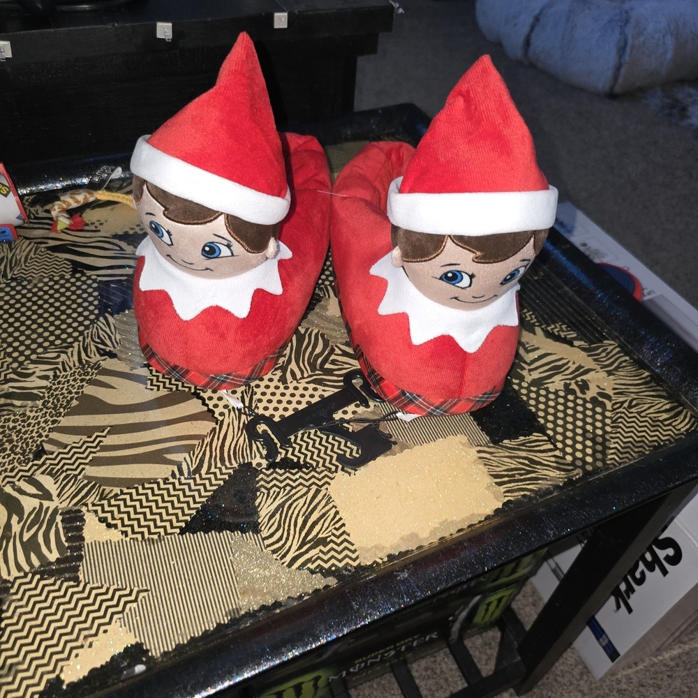 Elf On The Shelf Themed Red Kids Slippers
